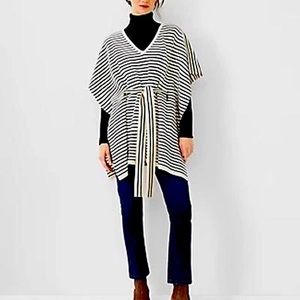 Striped Belted Poncho